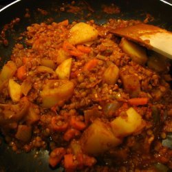 Hamburger Lentil Potato Tomato Stew recipe