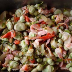 Favas a Portugueasa  ( Broad Beans With Bacon and Herbs ) recipe