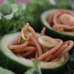 Wholegrain Pasta Stuffed Cucumbers With Asian Sauce recipe