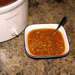 Tepary Bean and Turkey Bacon Soup for a 2.5 Quart Crock Pot recipe