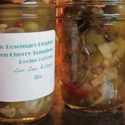 Garlic Rosemary Pickled Green Cherry Tomatoes recipe