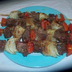 Beef Kabobs With Red Bell Pepper and Sweet Onion recipe