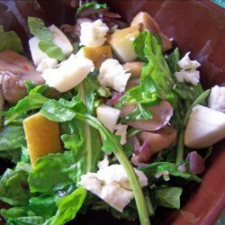 Wilted Arugula , Mushroom, Pear and Blue Cheese Salad recipe