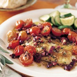 Spicy Sauteed Fish with Olives and Cherry Tomatoes recipe