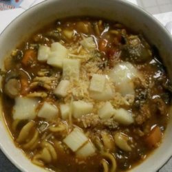 Tomato, Italian Sausage, and Veggie Soup recipe