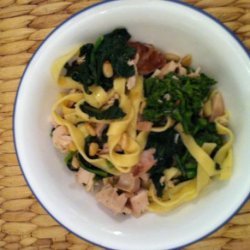 Fettuccine With Roasted Chicken and Rapini recipe