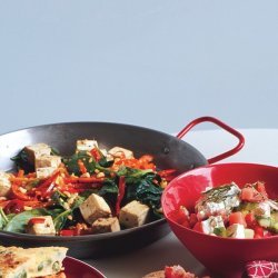 Spicy Thai Tofu with Red Bell Peppers and Peanuts recipe