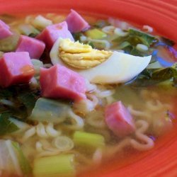 Ramen Noodle Soup With Egg Garnish recipe