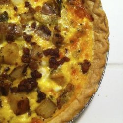 Potato Sausage Leek Quiche With Side Baby Spinach Salad recipe
