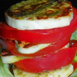 Haloumi and Pesto Tomato Stacks recipe