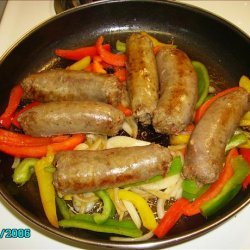 Venison or Moose Sausage Links With Peppers Sandwiches recipe
