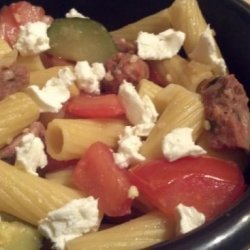 Sausage Penne With Zucchini and Goat Cheese recipe