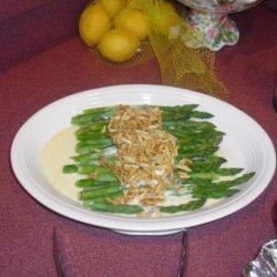 Asparagus With Creamy Mustard Sauce and Buttered Almonds recipe