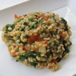 Creamy Barley With Tomatoes and Greens recipe