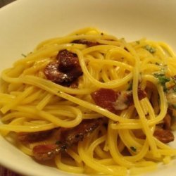 Spaghetti With Butter Parmesan and Browned Bacon recipe