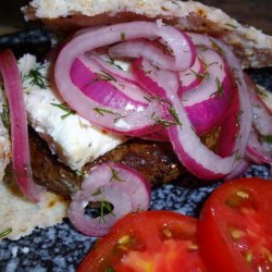 Grilled Lamb Burgers W/ Marinated Red Onions, Dill & Sliced recipe