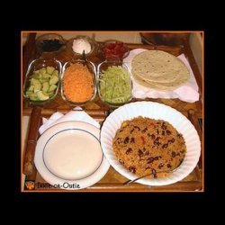 Cousparito or Leftover Skillet Couscous Paella Burrito Platter recipe