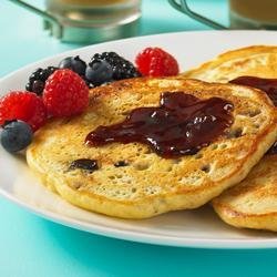 PB and J Swirled Oatmeal Pancakes recipe