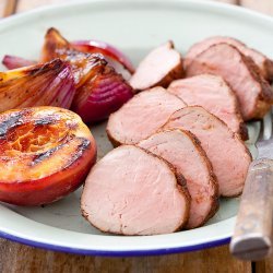 Grilled Peaches and Pork recipe