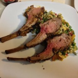 Pistachio-Crusted Moroccan Rack of Lamb With Israeli Couscous recipe