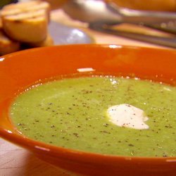 Buttery Baby Pea Soup with Pan Grilled Bread (Dave Lieberman) recipe