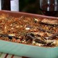 Eggplant Casserole with Red Pepper Pesto and Cajun Breadcrumbs (Bobby Flay) recipe