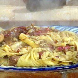 Farfalle with Sausage and Porcini Mushrooms: Corzetti alla Novese (Mario Batali) recipe