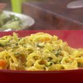 Golden Ribbons Pasta with Zucchini and Tomato (Rachael Ray) recipe