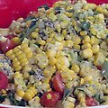 Grilled Corn and Tomato-Sweet Onion Salad with Fresh Basil Dressing and Crumbled Blue Cheese (Bobby Flay) recipe