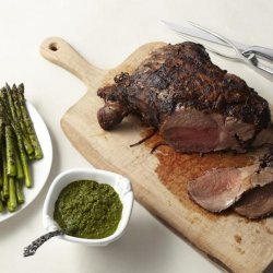 Grilled Marinated Leg of Lamb with Asparagus and Mint Chimichurri (Food Network Kitchens) recipe