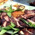 Grilled New York Strip Steak with Fire Roasted Salsa and Grilled Mushrooms and Asparagus recipe