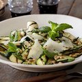 Grilled Zucchini Salad with Lemon-Herb Vinaigrette and Shaved Romano and Toasted Pine Nuts (Bobby Flay) recipe