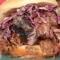 Pulled Pork Sandwich with Black Pepper Vinegar Sauce and Green Onion Slaw (Bobby Flay) recipe