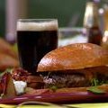 Rarebit Smash Burgers with Pub Potatoes and Horseradish Sauce (Rachael Ray) recipe