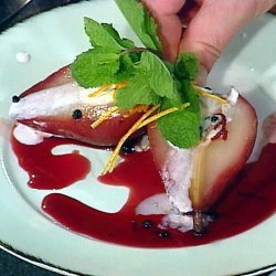 Red Wine Poached Anjou Pears Stuffed with Mascarpone (Emeril Lagasse) recipe