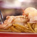Shrimp with Roasted Garlic Pesto Pasta (Sunny Anderson) recipe