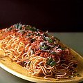 Spaghetti with Olives and Tomato Sauce (Giada De Laurentiis) recipe