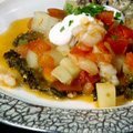 Spinach Tostadas with Shrimp and Potatoes (Guy Fieri) recipe