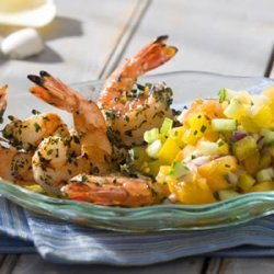 Grilled Shrimp Cocktail With Yellow Gazpacho Salsa recipe