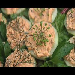 Party Pleaser - Smoked Salmon Spread Topped Cucumb... recipe