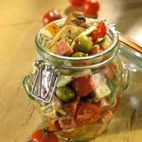 Marinated Vegetables Cheese And Sausage recipe
