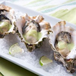 Barbequed Pacific Oysters With Wasabi Mustard Sauc... recipe