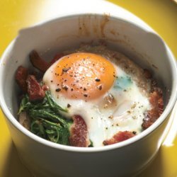 Baked Eggs with Bacon and Spinach recipe