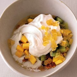 Yogurt with Granola, Tropical Fruit, and Crystallized Ginger recipe