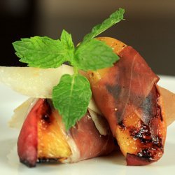 Grilled Peaches With Pecorino And Prosciutto recipe