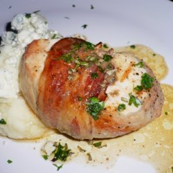 Bacon Wrapped Pork Chops With Blue Cheese Mashed P... recipe