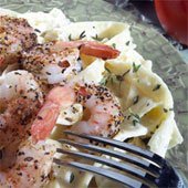 Garlic Cream Shrimp With Linguine recipe