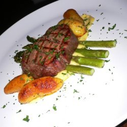 Filet Mignon With Bearnaise Sauce And Roasted Aspa... recipe