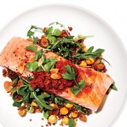 Salmon, Red Quinoa, and Arugula Salad recipe