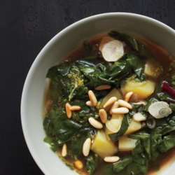 Three-Greens Soup with Spinach Gremolata recipe